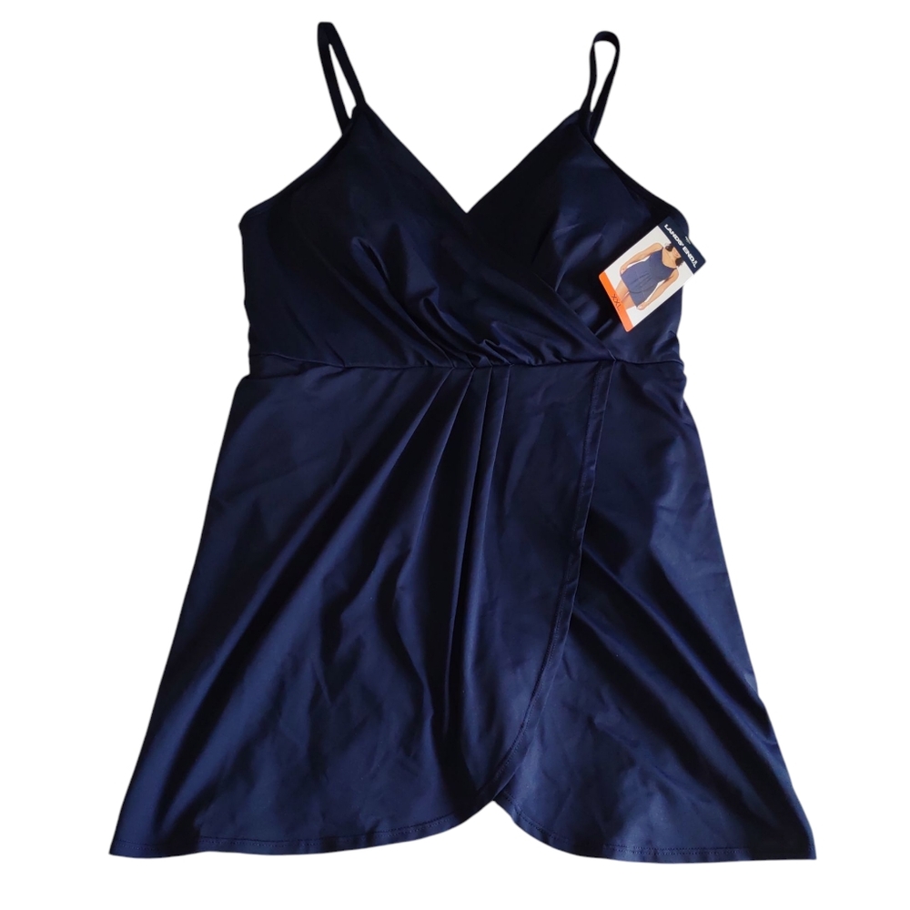 Lands' End Womens Petal Skirt Size XXL Blue Summer Pool Beach Swimsuit One Piece